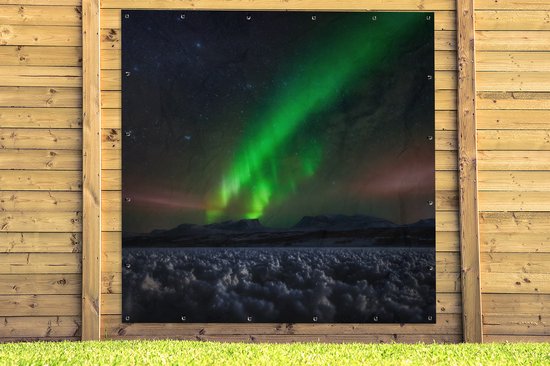 Affiche de Jardin Aurores boréales - Ciel étoilé - Suède - Paysage - Neige - 200x200 cm - Toile jardin - Affiche extérieure