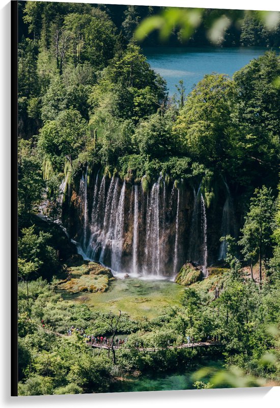 WallClassics - Canvas  - Watervallen vanuit Bomen naar Beneden - 80x120 cm Foto op Canvas Schilderij (Wanddecoratie op Canvas)