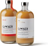 GIMBER Biologisch gemberconcentraat - Original + Brut - 2 x 500 ml - alcoholvrije biologische drank van gember