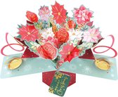 3D Pop-up Wenskaart met envelop - Merry Christmas - Flowers