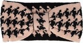 Haarband Winter Knoop Knitted Fantasie Ruit Zwart Roze