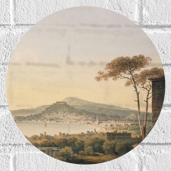 WallClassics - Muursticker Cirkel - Schilderij van Heuvel met Begroeiing - 30x30 cm Foto op Muursticker