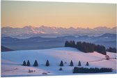WallClassics - Drapeau - Collines et Montagnes avec Neige - 120x80 cm Photo sur Drapeau Polyester