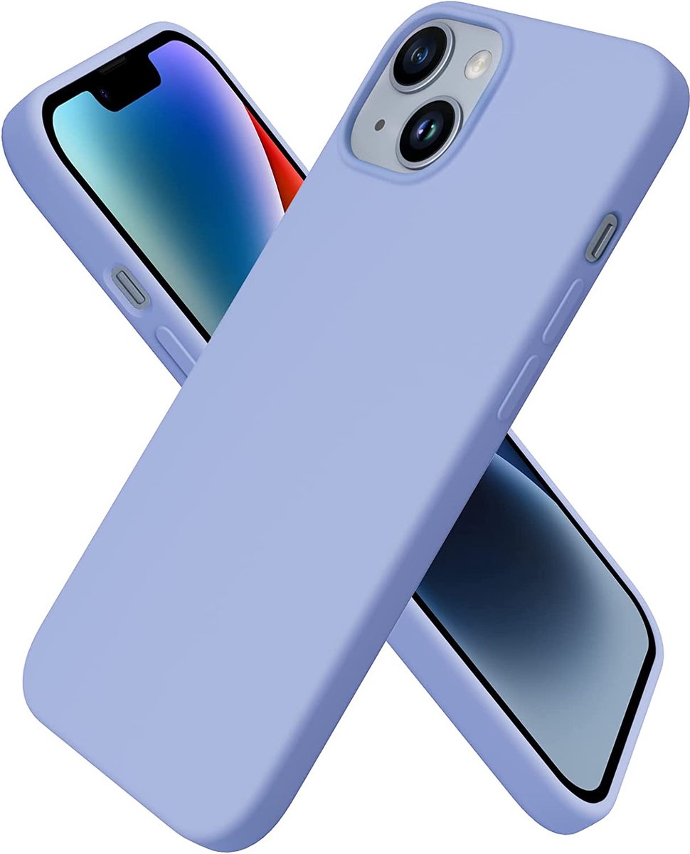 Compatibel met iPhone 14, hoes 6,1 inch 2022, siliconen case, ultradun, volledige bescherming, vloeibare siliconen telefoonhoes, bescherming voor de iPhone 14 6,1 inch 2022, lichtblauw
