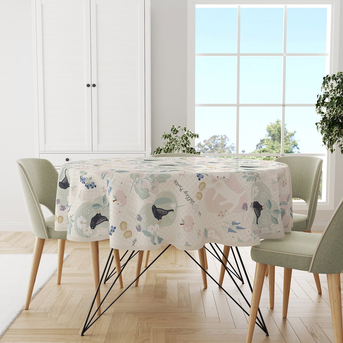 Wicotex - Tafelzeil - Tafelkleed - Vogels - Rond 160cm - Afneembaar - Afwasbaar