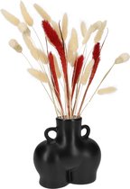 QUVIO Vaas - Lichaam - Vrouw - Met handvaten - Vaasje - Bloemenvaas - Vaasjes - Vazen - Voor echte bloemen - Voor droogbloemen - Woondecoratie - Voor binnen Keramiek - Zwart - 8,5 x 15 x 13,5 cm