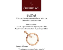 Puurmaken sulfiet 100g | schoonmaakmiddel voor wijn en biermakers gereedschap