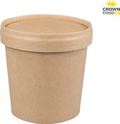 Gobelet à soupe Gobelet à soupe 50 pièces 500ml avec couvercles en karton - Crown Food XL