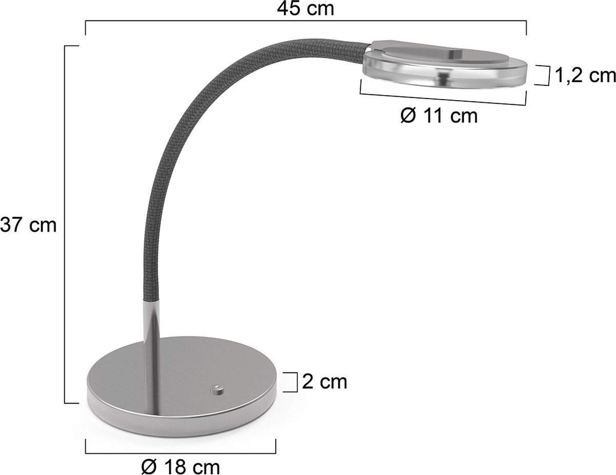 Tafellamp - Bussandri Limited - Design - Glas - Design - LED - L: 23cm - Voor Binnen - Woonkamer - Eetkamer - Zilver