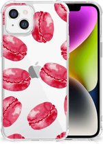 Telefoonhoesje met tekst Geschikt voor iPhone 14 Telefoon Hoesje met doorzichtige rand Pink Macarons