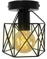 LIMITHES-Soof - Industriële plafondlamp - Zwart - Metaal - Plafonnière - Led - Draadlamp