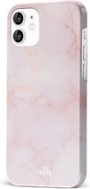 xoxo Wildhearts Marble Dusty Pink - Single Layer - Hardcase hoesje geschikt voor iPhone 12 hoesje roze - Roze shockproof case geschikt voor Apple iPhone 12 hoesje marmer - Roze