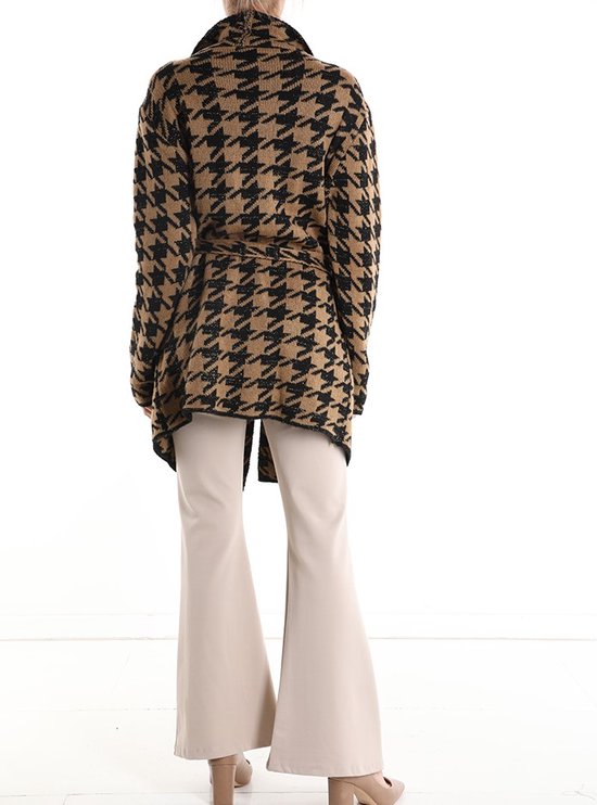 Knitwear Pied - de - Poule - Houndstooth Vest met Riem en Zakken ...