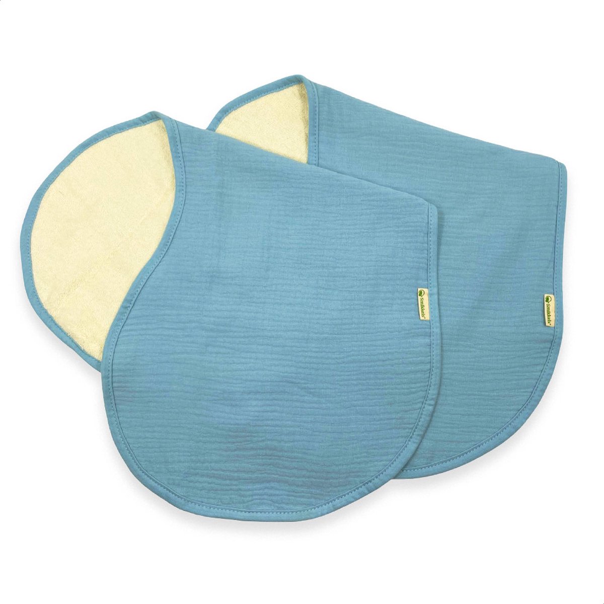 Goedkoopste Smikkels - Schouderdoek Baby Spuugdoek - Set van 2 stuks - Blauw - 100 Biologisch katoen - Hydrofiel met badstof - Dik en zacht