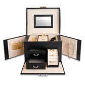 Infinity Goods Luxe Sieradendoos met Spiegel - Juwelendoos - Sieradenbox - Kistje - Vrouwen - Dames - Meisjes - Zwart