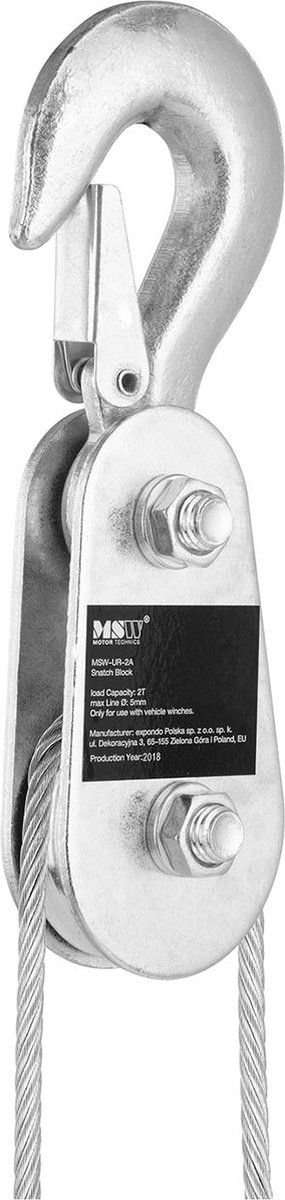MSW - Katrol - 2.000 kg - kabeldiameter 5 mm