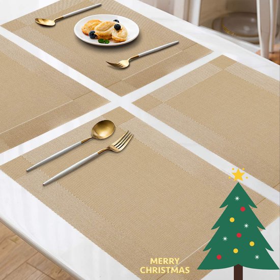 Four Love Placemats Kunststof Kleur Goud Set van 4 stuks