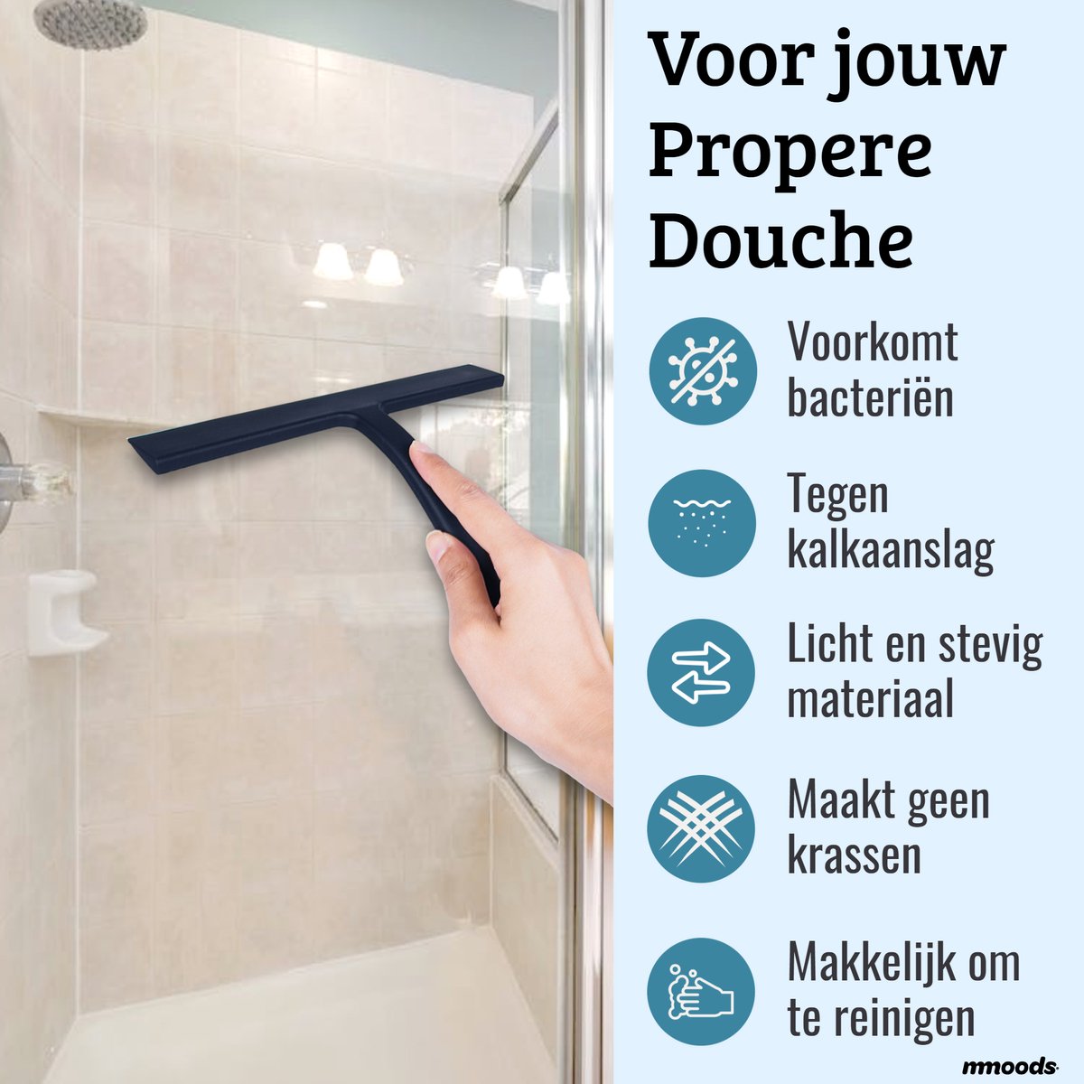 Douchewisser Zwart Douche trekker met Zuignap Vloerwisser Badkamer