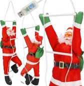 Springos Kerstman – Klimmende Kerstman – Kerstman Op Ladder – 90 cm – 100 LED