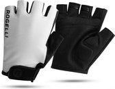 Rogelli Core Fietshandschoenen Zomer - Wielrenhandschoenen - Korte Vinger - Heren - Wit - Maat XL