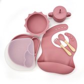 Miravo - kinderservies set roze - baby servies - ontbijtset - siliconen - onbreekbaar met zuignap - baby en peuter - cadeau