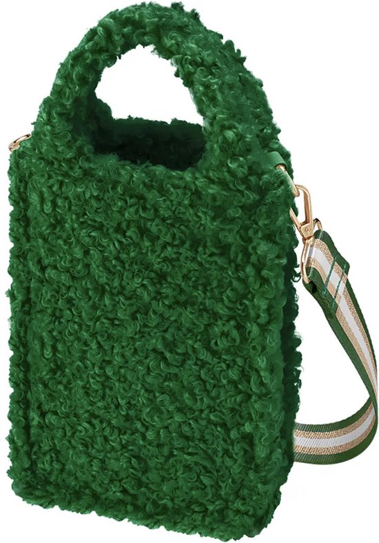 Green Teddy Handbag Cute - Sac à bandoulière - Sac à bandoulière - Bandoulière rayée - Vert
