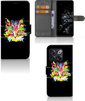Wallet Book Case OnePlus 10T Smartphone Hoesje Cat Color Leuke Verjaardagscadeaus