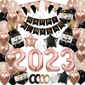 Happy New Year Oud En Nieuw Versiering 2023 Nieuw Jaar Feest Artikelen Decoratie Helium Ballonnen Rose Goud – 72 Stuks