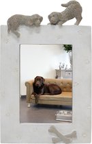 HappyHouse fotolijstje met hondjes | Beige| 16.5 x 3 x 26 cm | Polyresin | Fotoformaat 9x14cm