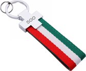 Italiaanse Vlag Sleutelhanger '500' - Zilver - Past bij Italiaanse Auto's / Universeel - Keychain Sleutel Hanger Cadeau - Auto Accessoires