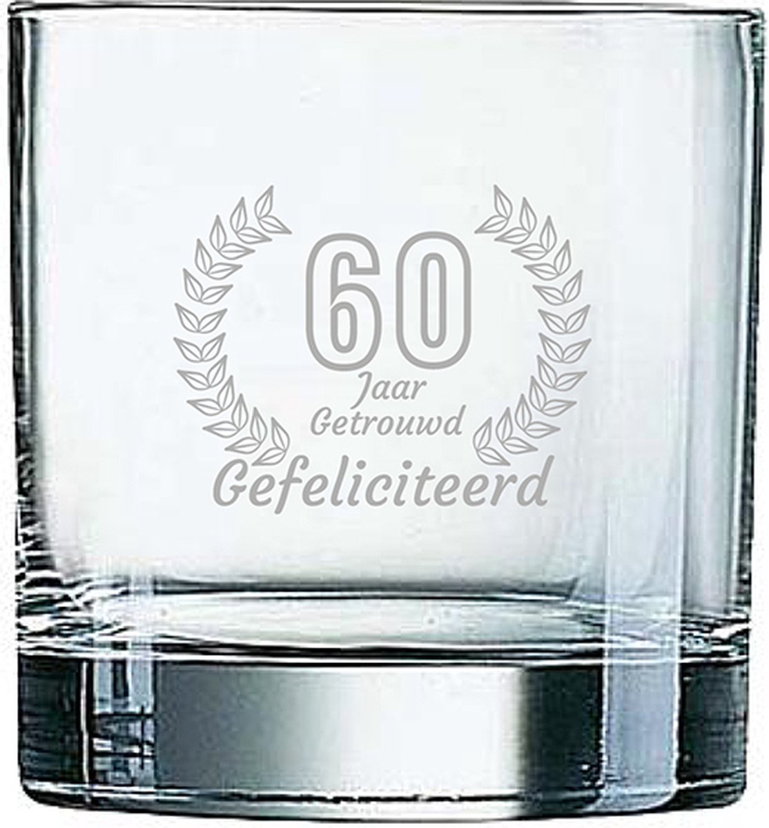 Gegraveerde Whiskeyglas 38cl Gefeliciteerd 60 jaar getrouwd