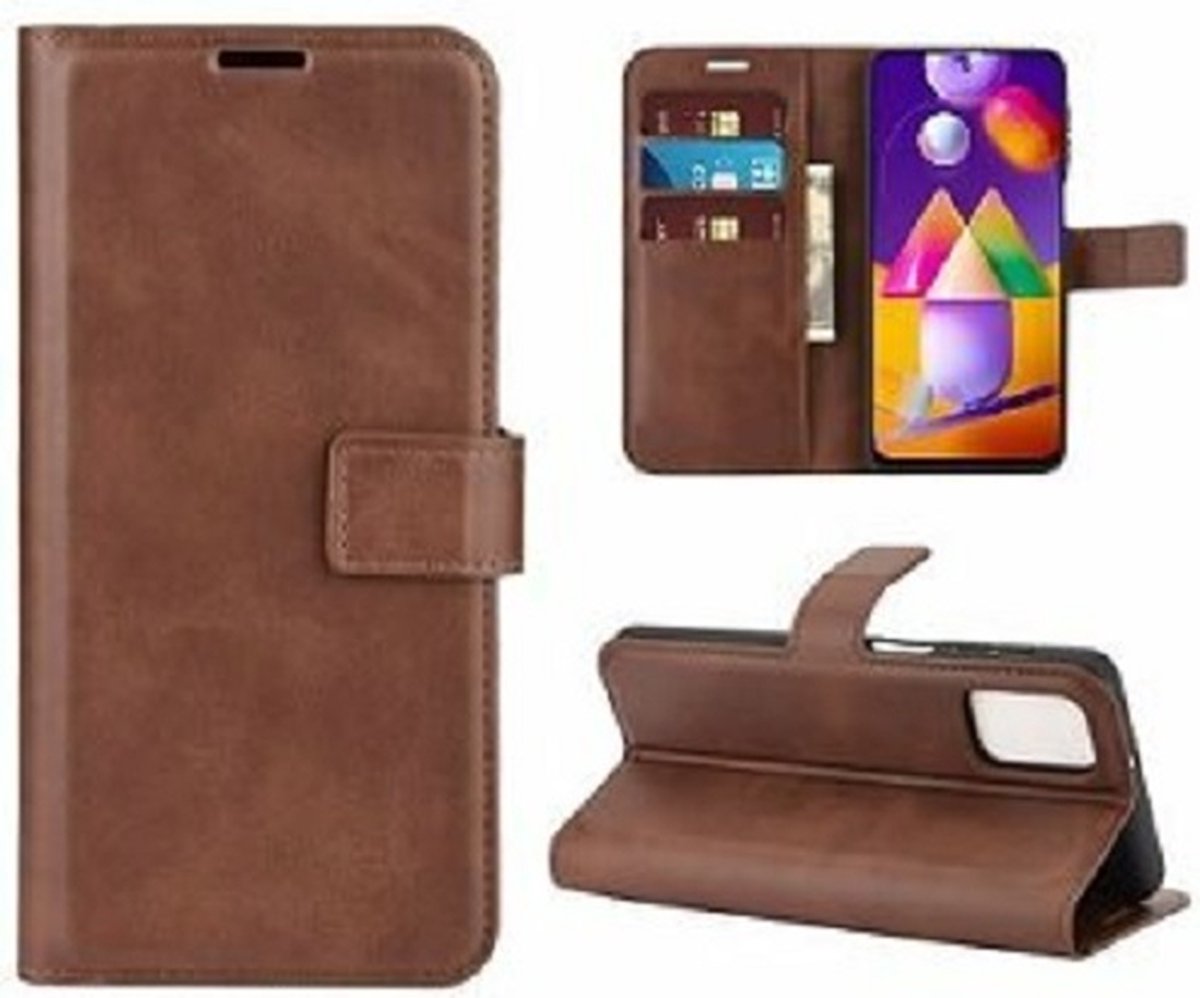 Samsung M31s Hoesje Met Pasjeshouder Bookcase Bruin