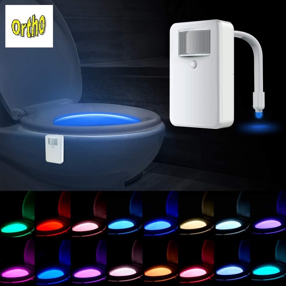 Lampe de toilettes veilleuse à LED 16 couleurs avec capteur de