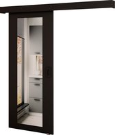 InspireMe - Schuifdeursysteem met rail en spiegel - 90x204cm - MAY II - Zwart Mat + Zwart frame + Zwart Handvat