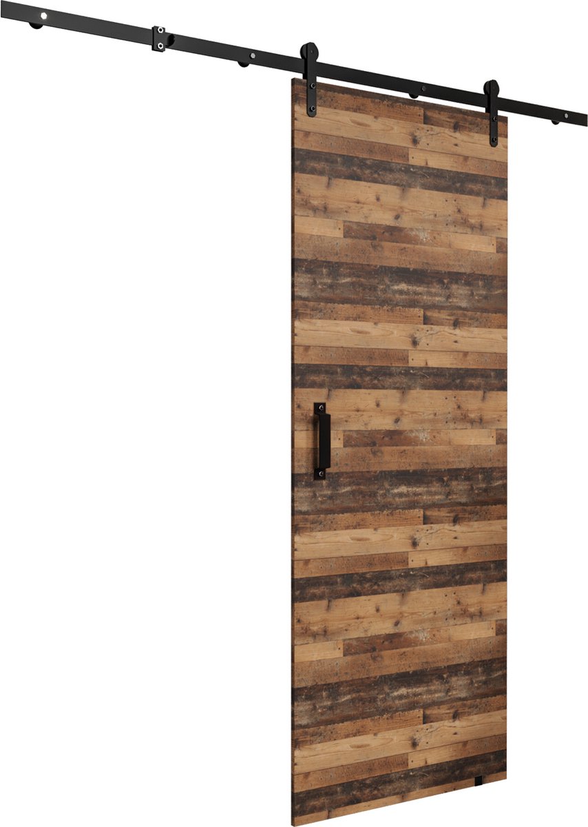 InspireMe - Schuifdeursysteem met rail - 90x204cm - PARKER I 90 - Oude stijl hout
