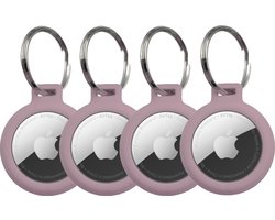 GrijsRoze 4 Pack - Premium materiaal Arnitel®- Sleutelhanger set geschikt voor Apple AirTag 1e en 2e Generatie - Waterdicht optie - Beschermhoes - Laagste prijs garantie - Houder geschikt voor AirTag - In-huis productie - Sleutelhanger