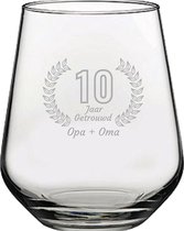 Gegraveerde Drinkglas 42,5cl Opa + Oma 10 jaar getrouwd