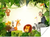 Poster Jungle - Dieren - Slang - Olifant - Jongens - Meisje - Kids - Baby - 40x30 cm - Poster Babykamer