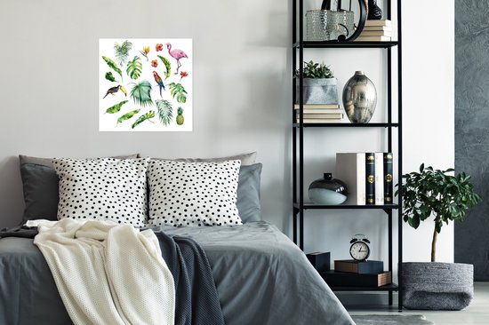 Poster Jungle - Motif - Animaux - Feuilles - Garçons - Filles - Kids - 50x50 cm - Poster Pépinière