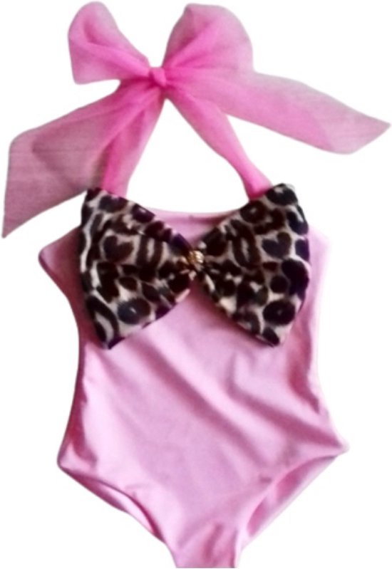 Maat 128 Zwempak badpak roze Dierenprint panterprint badkleding baby en kind zwem kleding zwemkleding