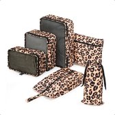 Qpacks - Loco Leopard Packing Cubes set 6-delig - Waterdicht - Patroon - Tijgerprint - Toilettas - Koffer Organiser - Backpack