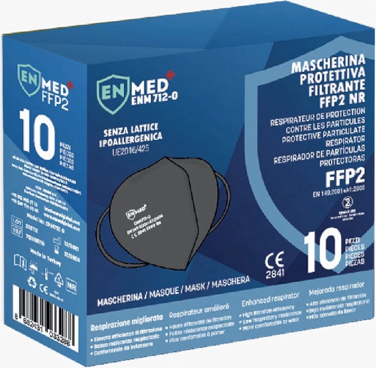 FFP2 PROTECTIVE PARTICULATE RESPIRATOR- 10 Pcs BOX - BLACK