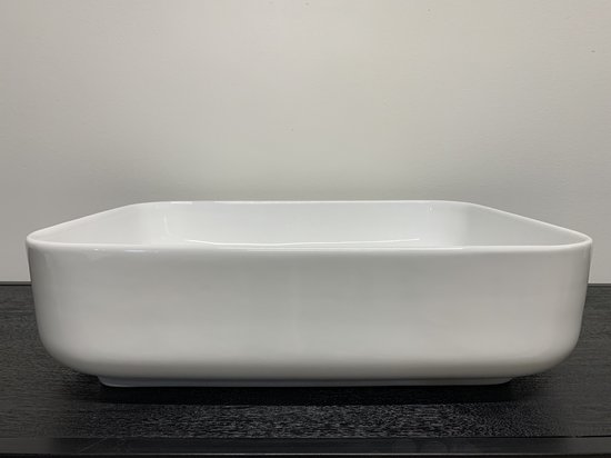 INK Dock wastafel - 80x40x6cm - 1 wasbak - 0 kraangaten - polystone wit
