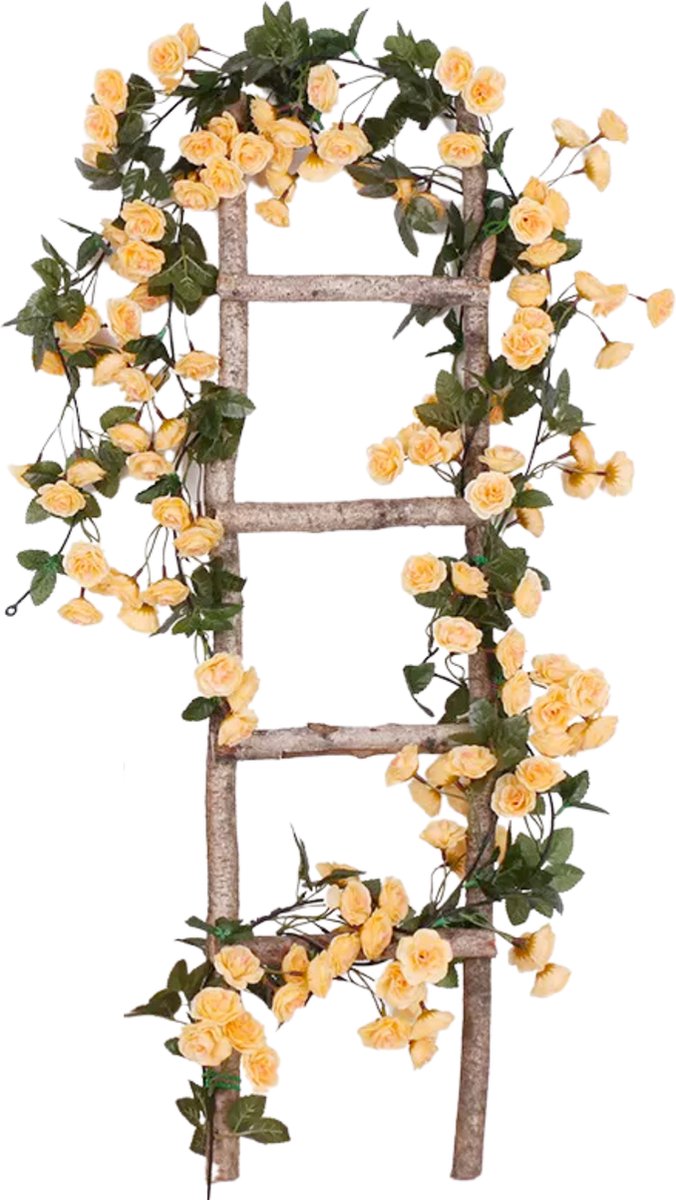 Bloemenslinger Fiets en Interieur 69 Mini Rozen Oranje Stijlvolle Bloemenstreng voor Fietsmand of Stuur 180 CM Bloemen Plastic Kunstbloemen Fiets Slinger