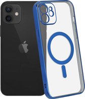 ShieldCase geschikt voor Apple iPhone 12 / 12 Pro hoesje transparant Magneet metal coating - donkerblauw