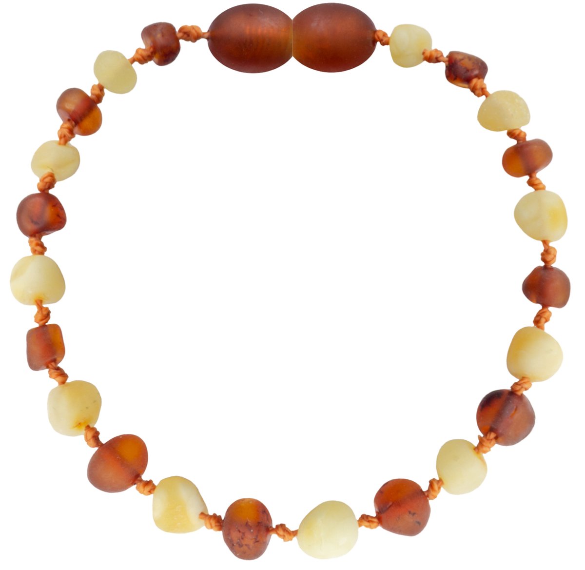 Wild Sun Barnsteen Armband Volwassene - Amber Enkelbandje Kind - Baltische Barnsteen – 19 cm - Cognac / Milk