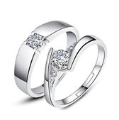 Ring dames | ring heren | zilveren ring dames en heren set| Zirkonia steen | zilver 925 | one size ringen | verstelbare ringen | cadeau voor vrouw | cadeau voor man | liefdescadeau | verlovingsringen | Trouwringen