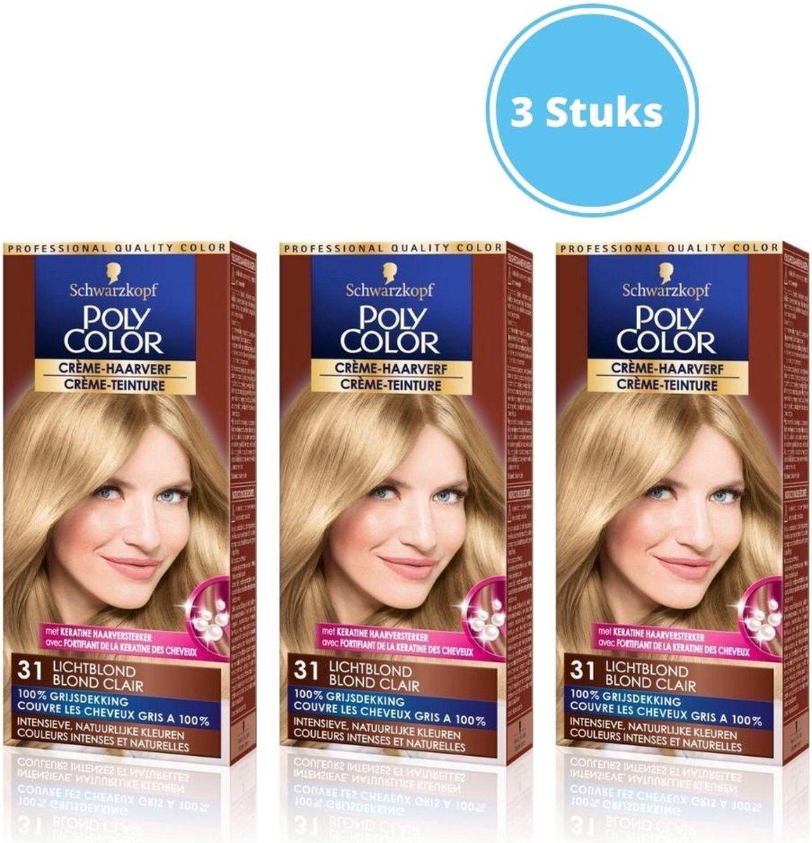 Schwarzkopf Poly Color - Haarverf - Color Creme - 31 Lichtblond - 3 stuks