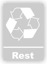 Sticker recycling logo restafval grijs