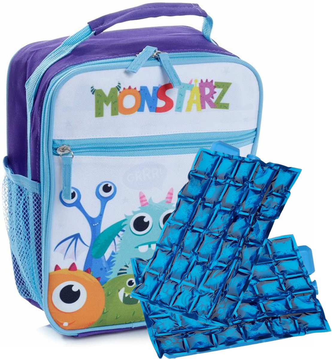 Puckator Draagbare lunch koeltas met 2x flexibel koelelement - Monstarz print - 5,8 liter